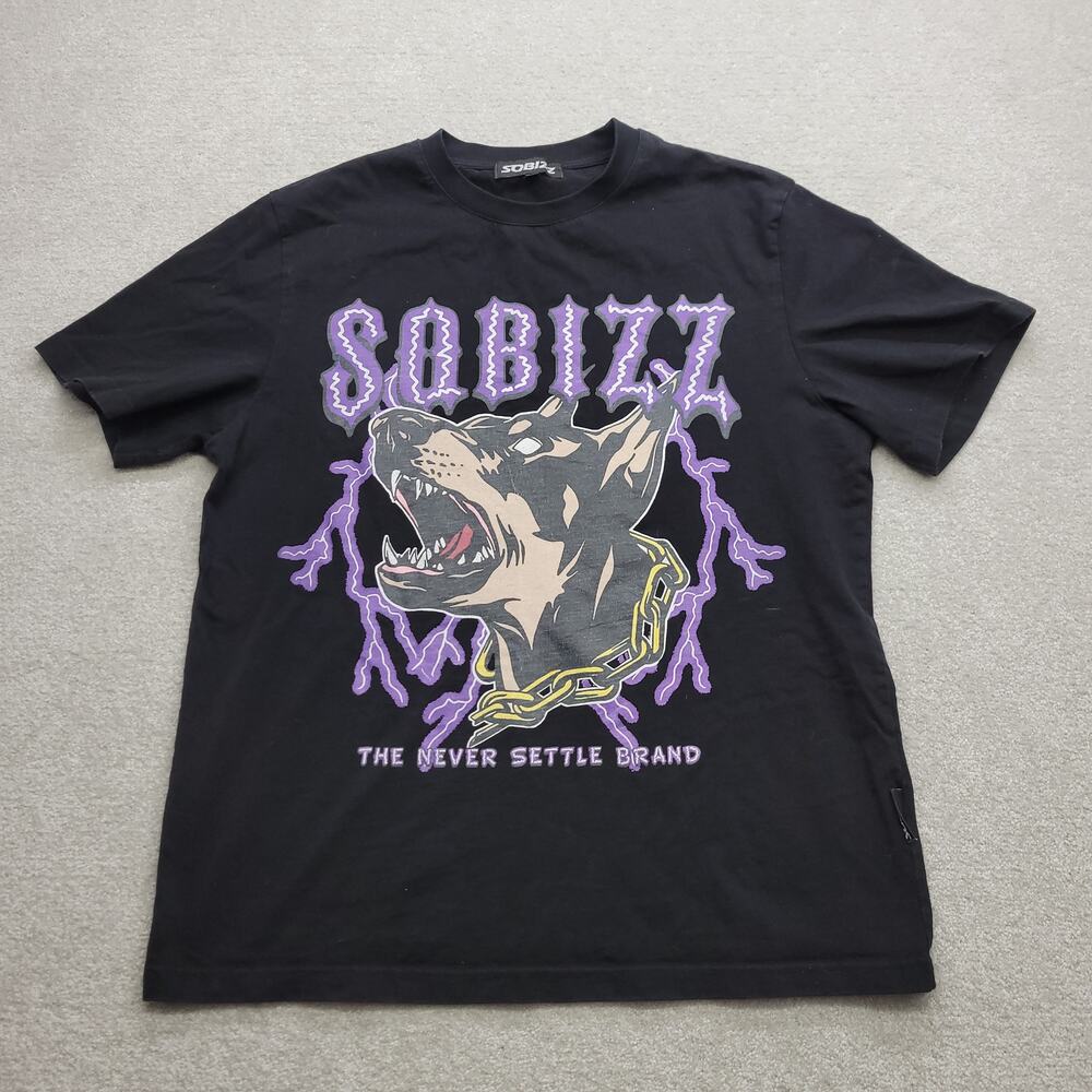 SQBIZZ Graphic T Shirt 2XL Black Dog Lightning Streetwear Tee